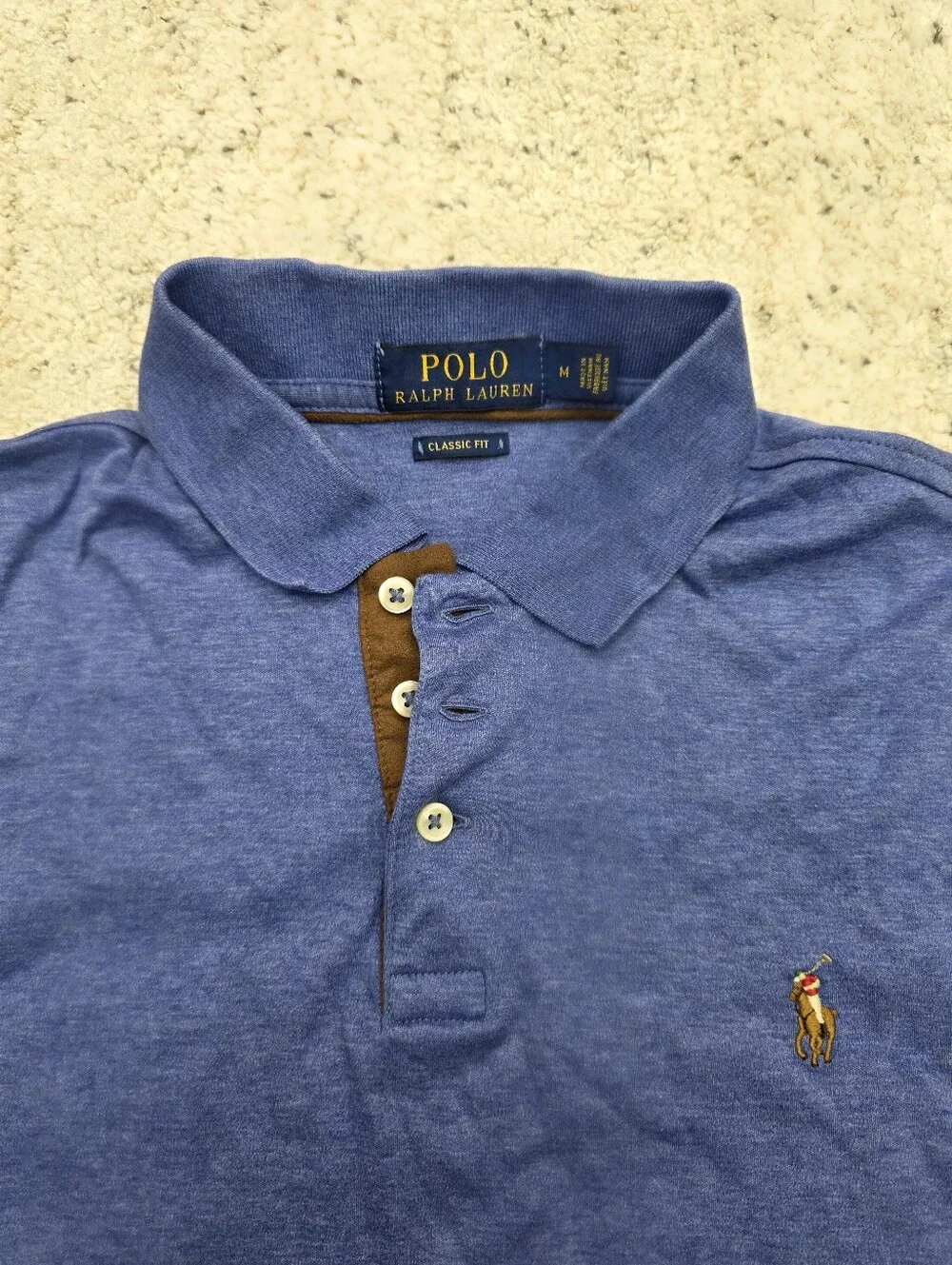 Ralph Lauren Size M Long-Sleeve Heather Blue Polo Shirt